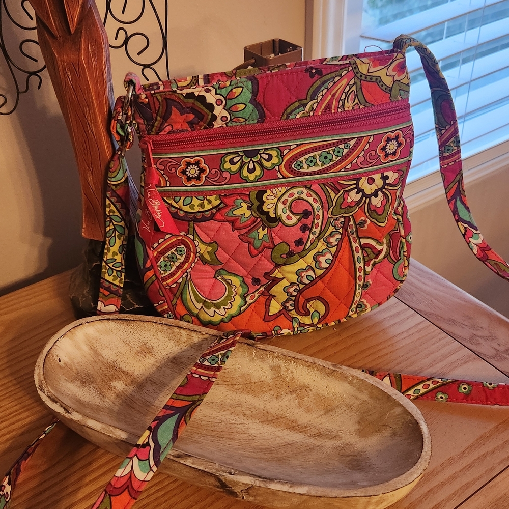 Vera Bradley Pink and Green Paisley Crossbody Bag